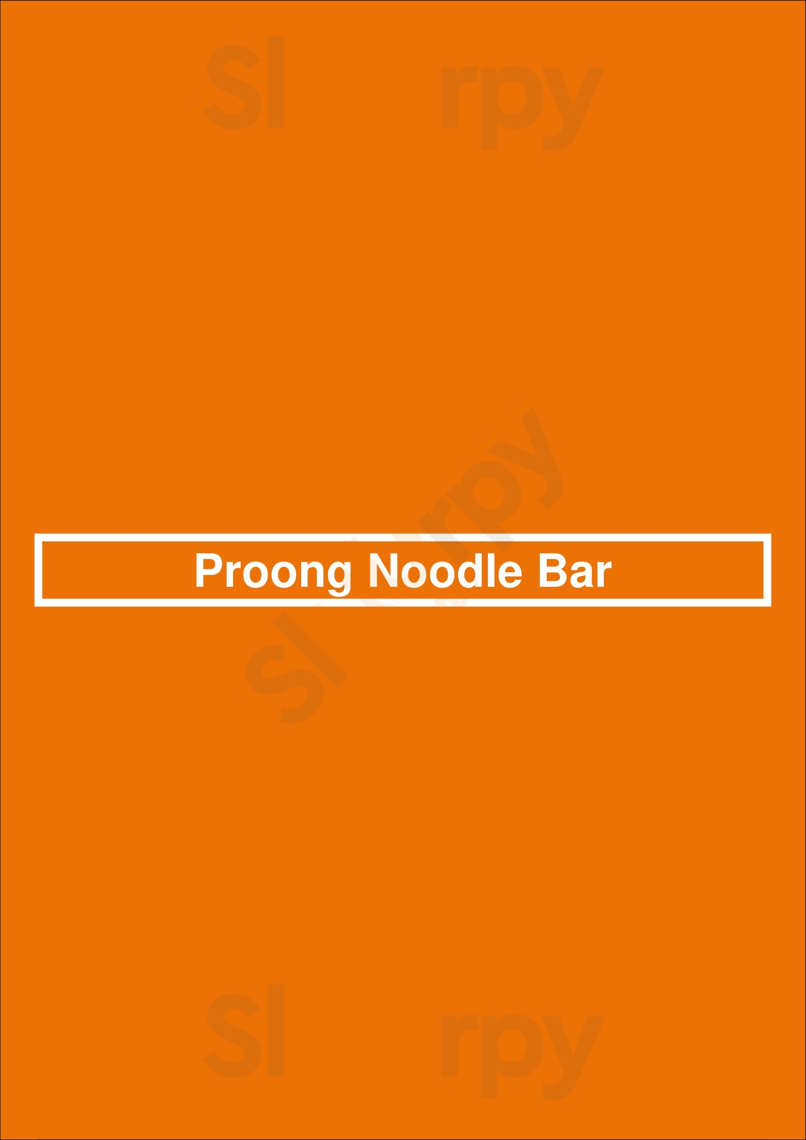 Proong Noodle Bar New York City Menu - 1