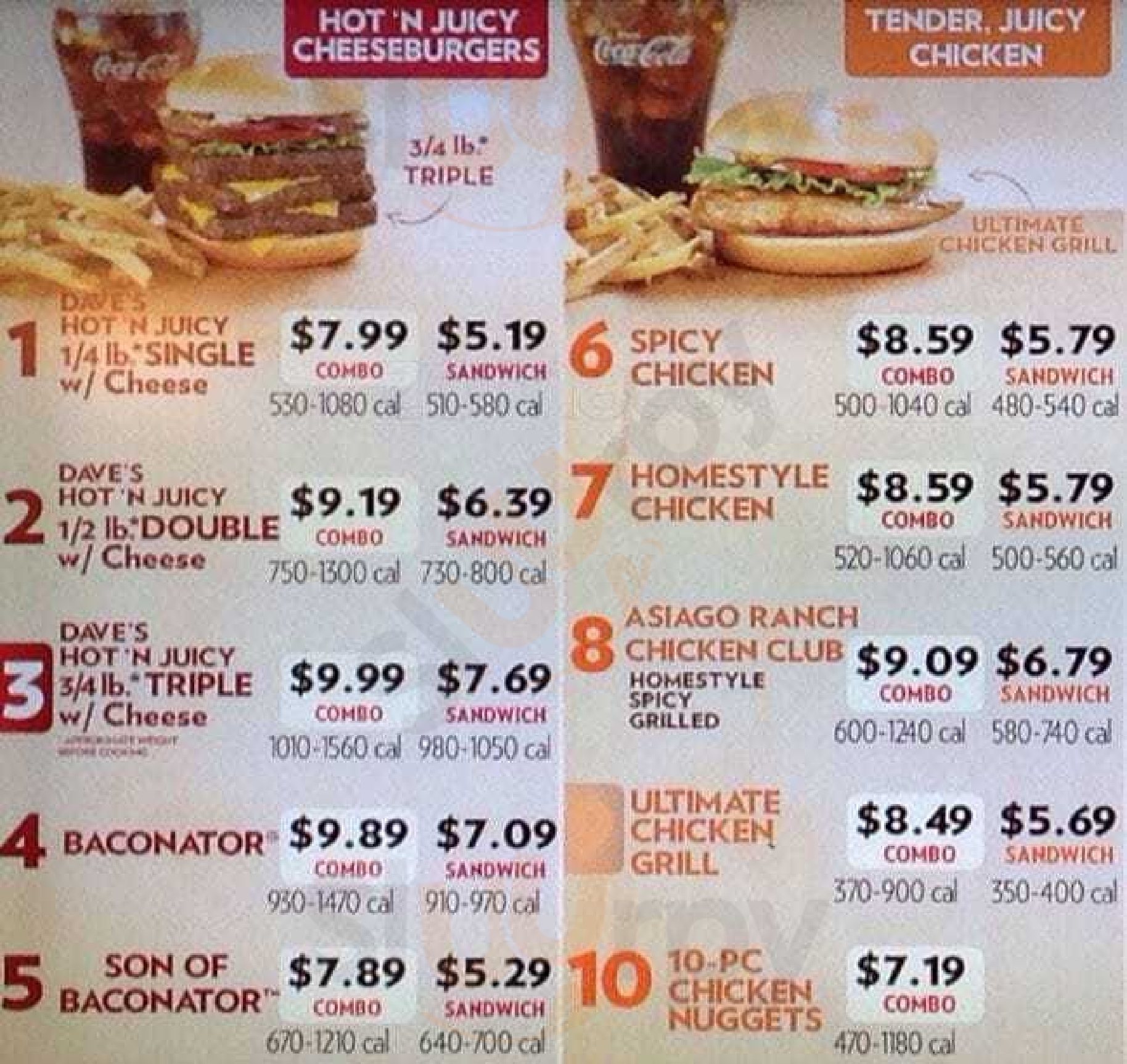 Wendy's New York City Menu - 1