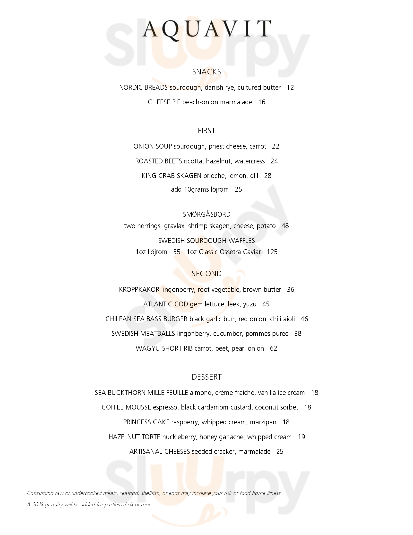 Restaurant Aquavit Of New York New York City Menu - 1