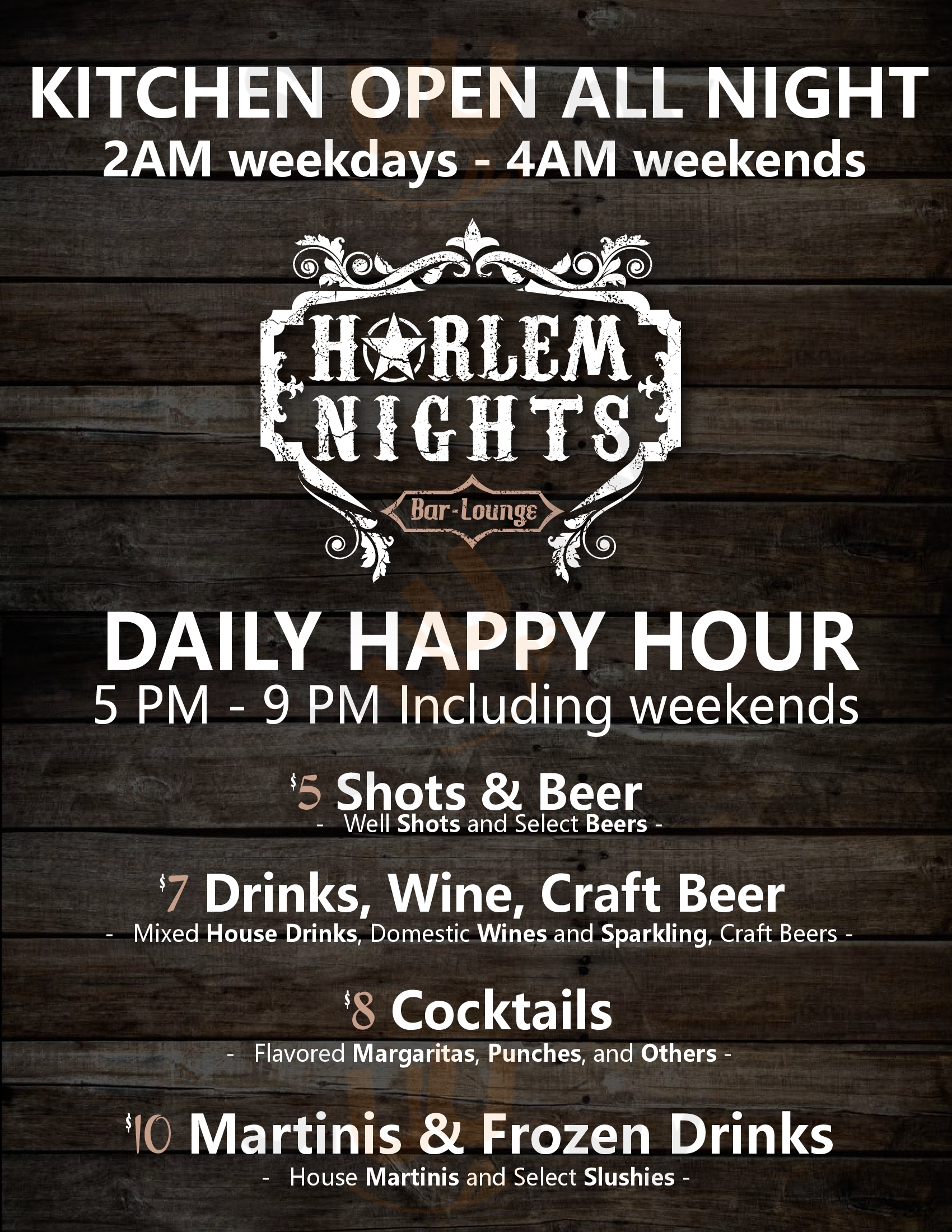 Harlem Nights New York City Menu - 1