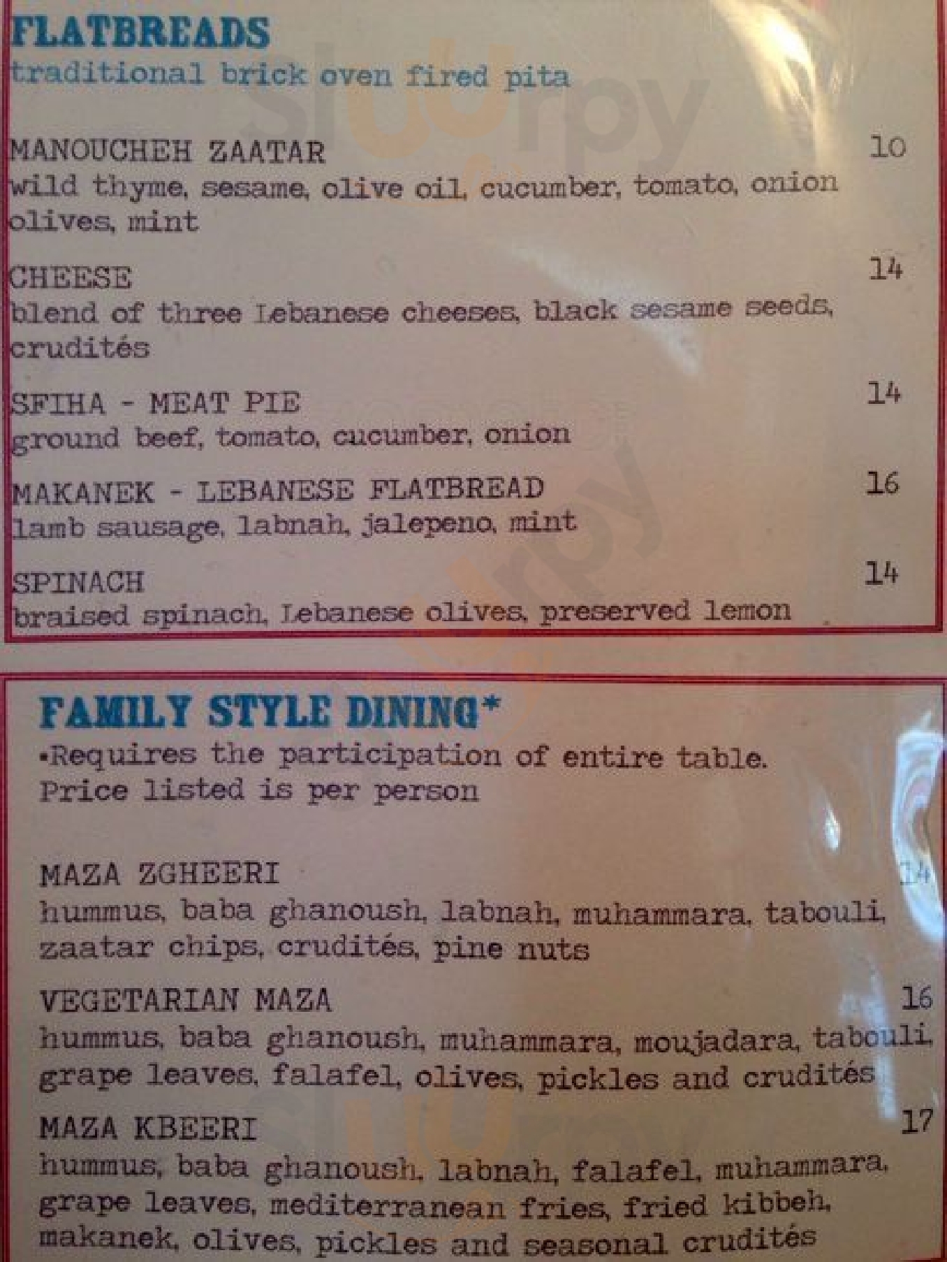 Mama Ghanoush New York City Menu - 1