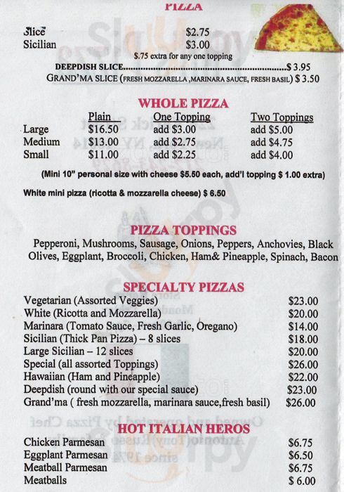 Phil's Pizza New York City Menu - 1