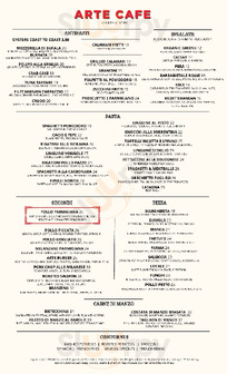 Arte Cafe menu