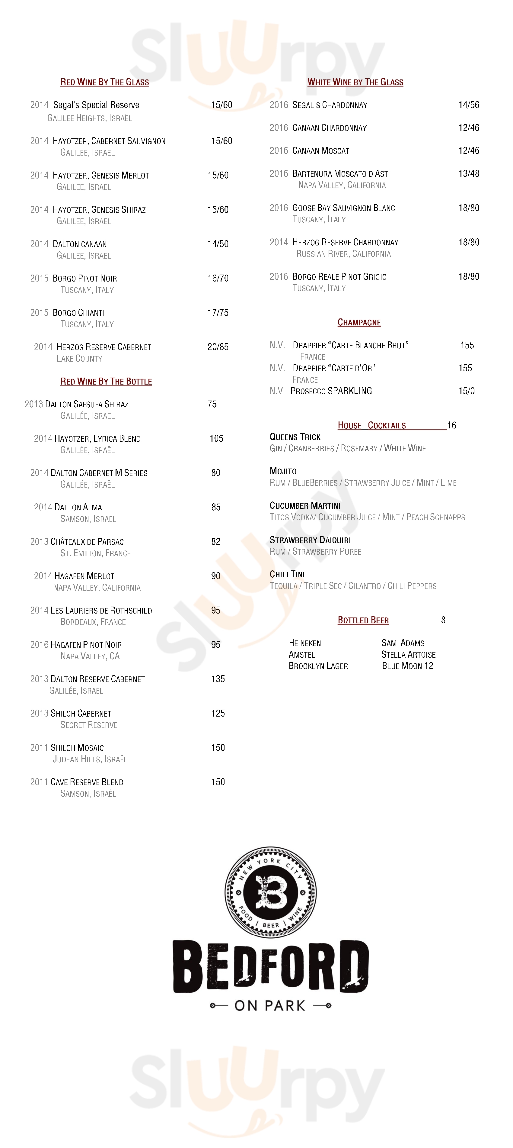 Main Menu - Bedford On Park