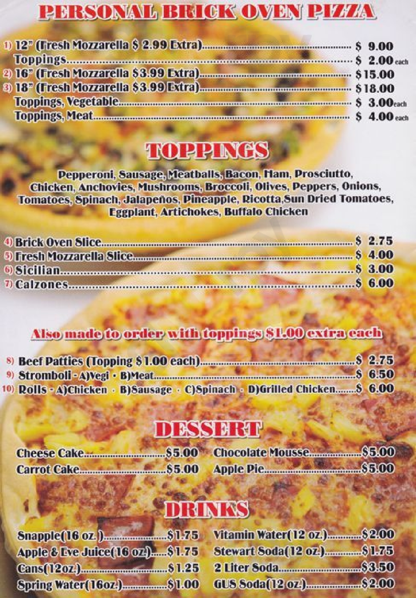 Grandpa's Brick Oven Pizza New York City Menu - 1