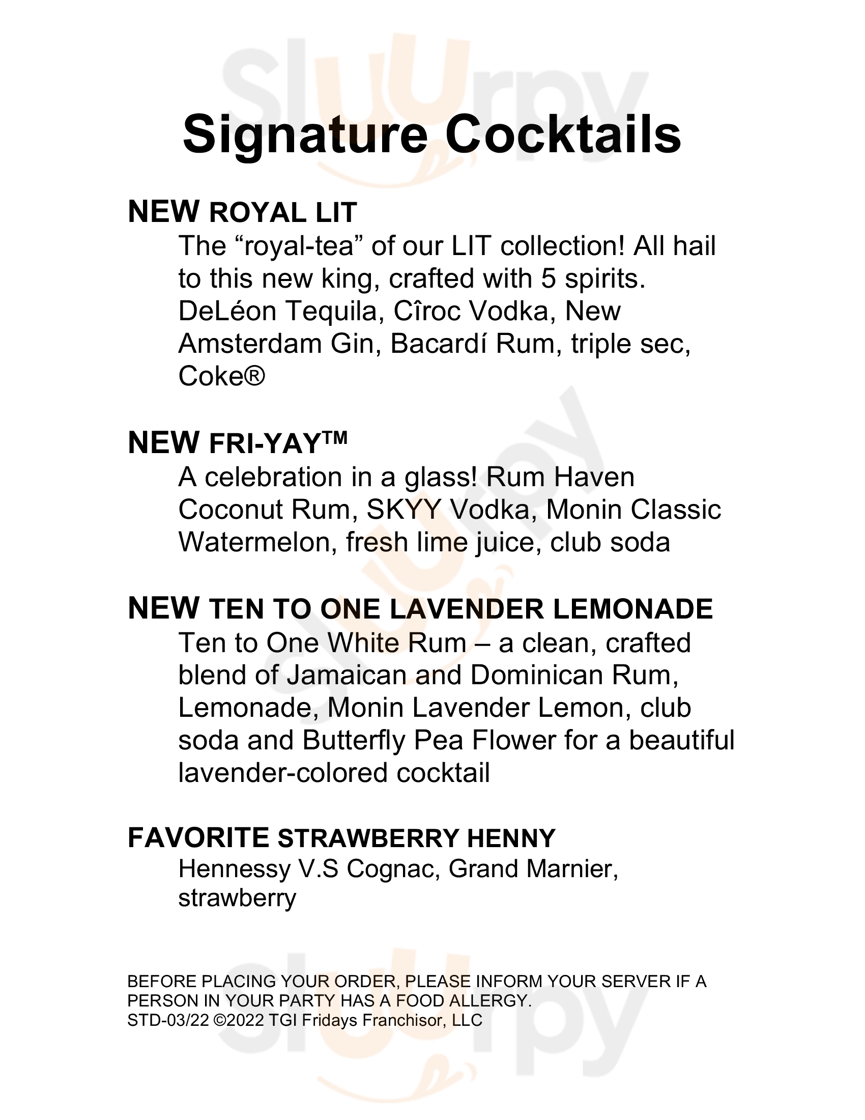 Tgi Friday's New York City Menu - 1