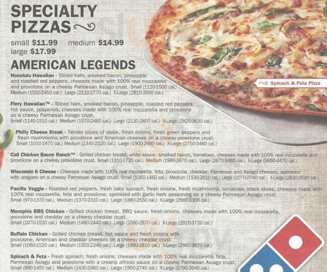 Domino's Pizza New York City Menu - 1