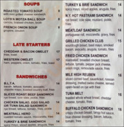 Roxy Diner menu