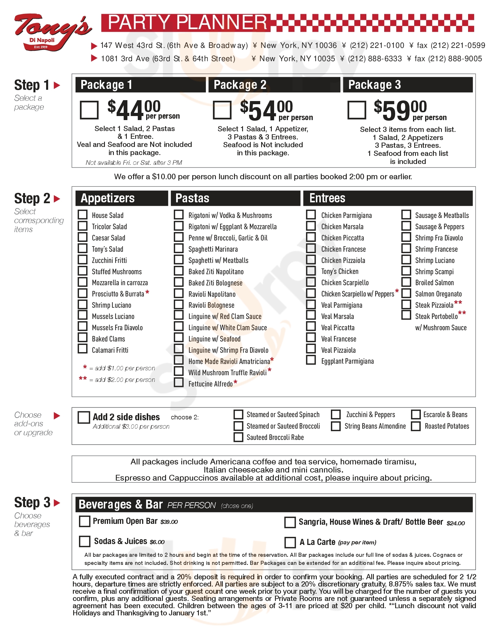 Main Menu - Tony's - Street Cart