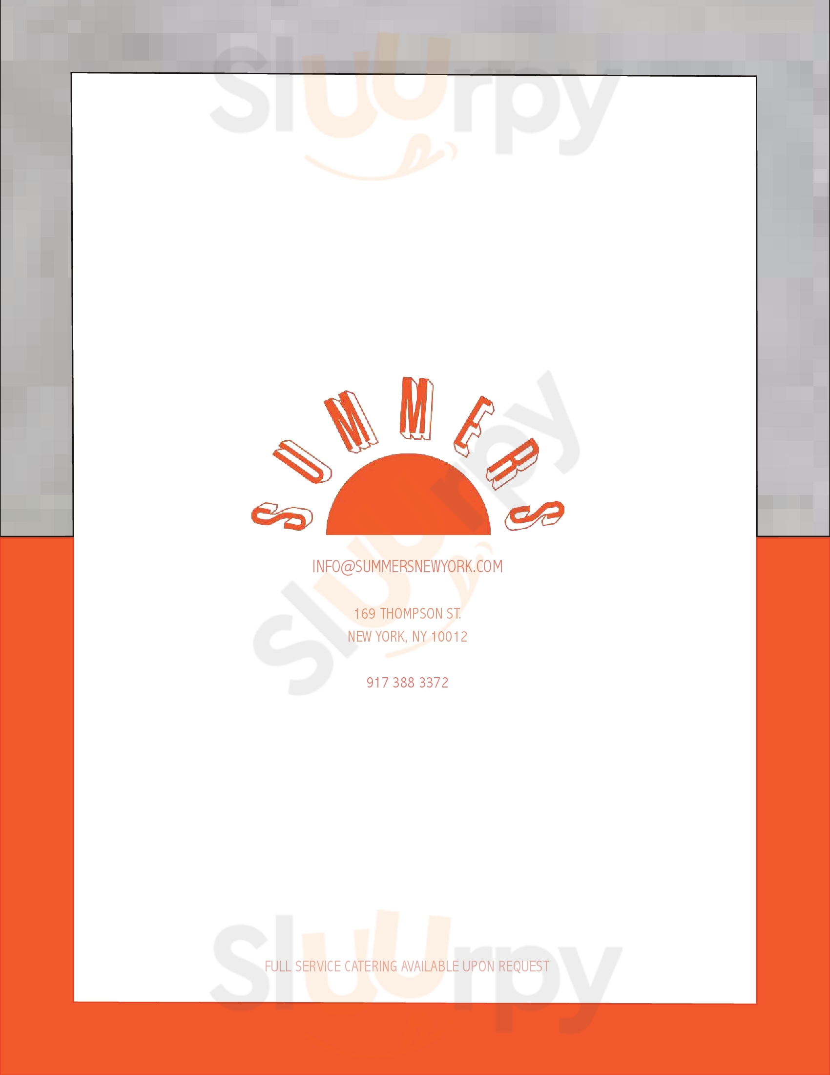 Main Menu - Summers Soho
