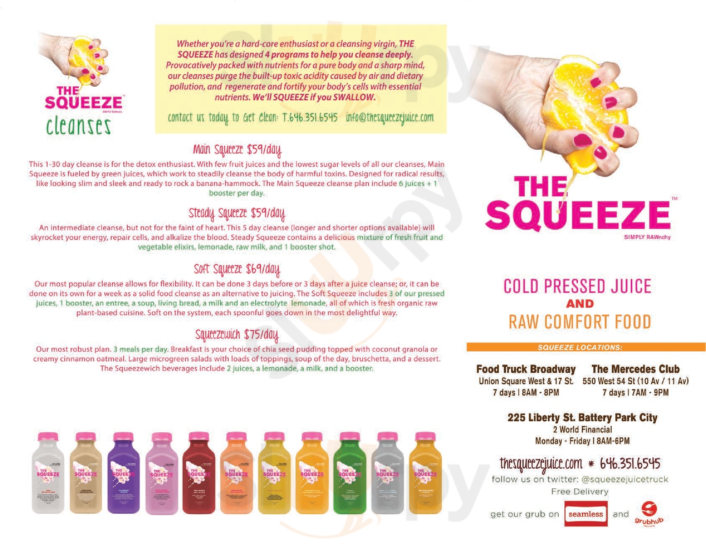 The Squeeze New York City Menu - 1