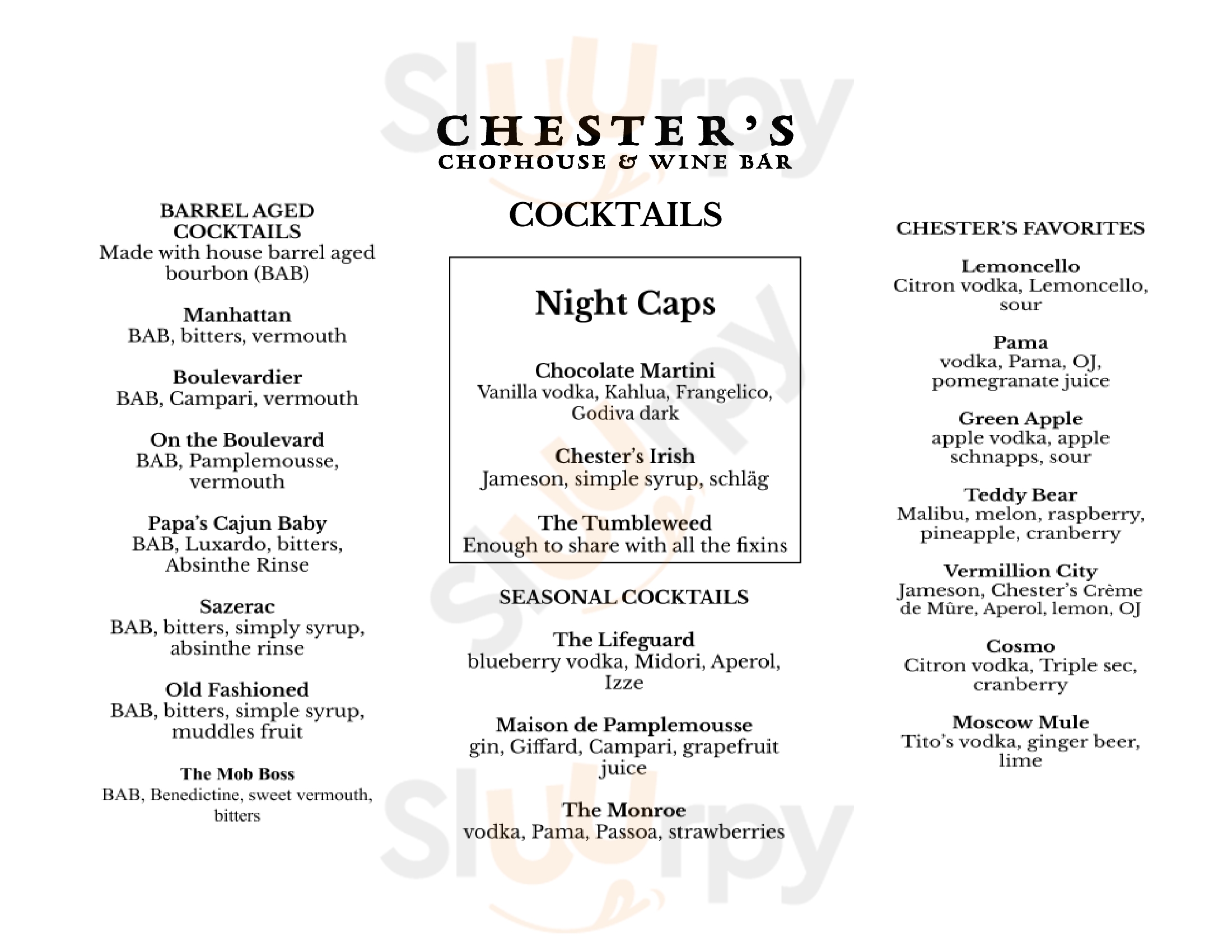 Chester's Chophouse And Wine Bar Wichita Menu - 1