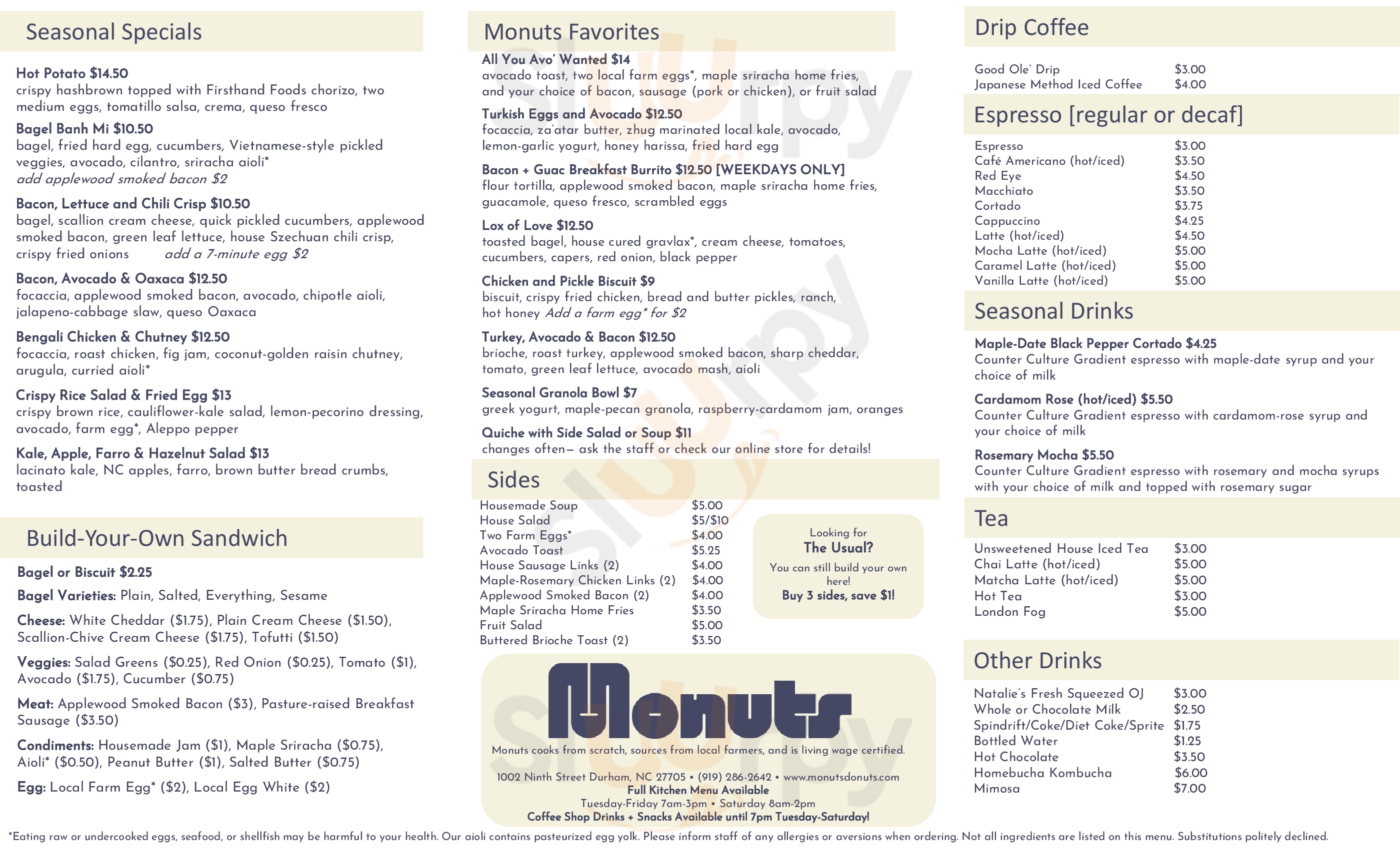 Main Menu - Monuts Donuts