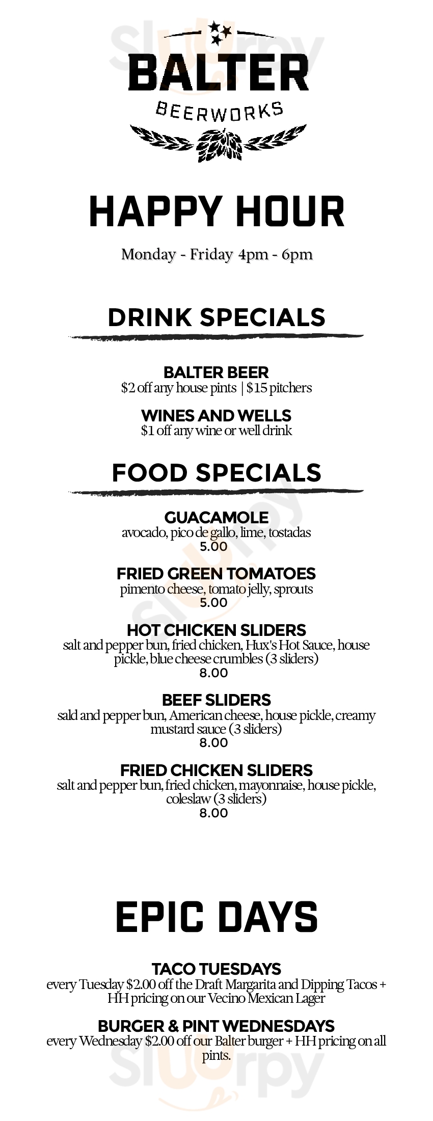 Main Menu - Balter Beerworks
