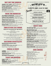 Howley's Restaurant menu