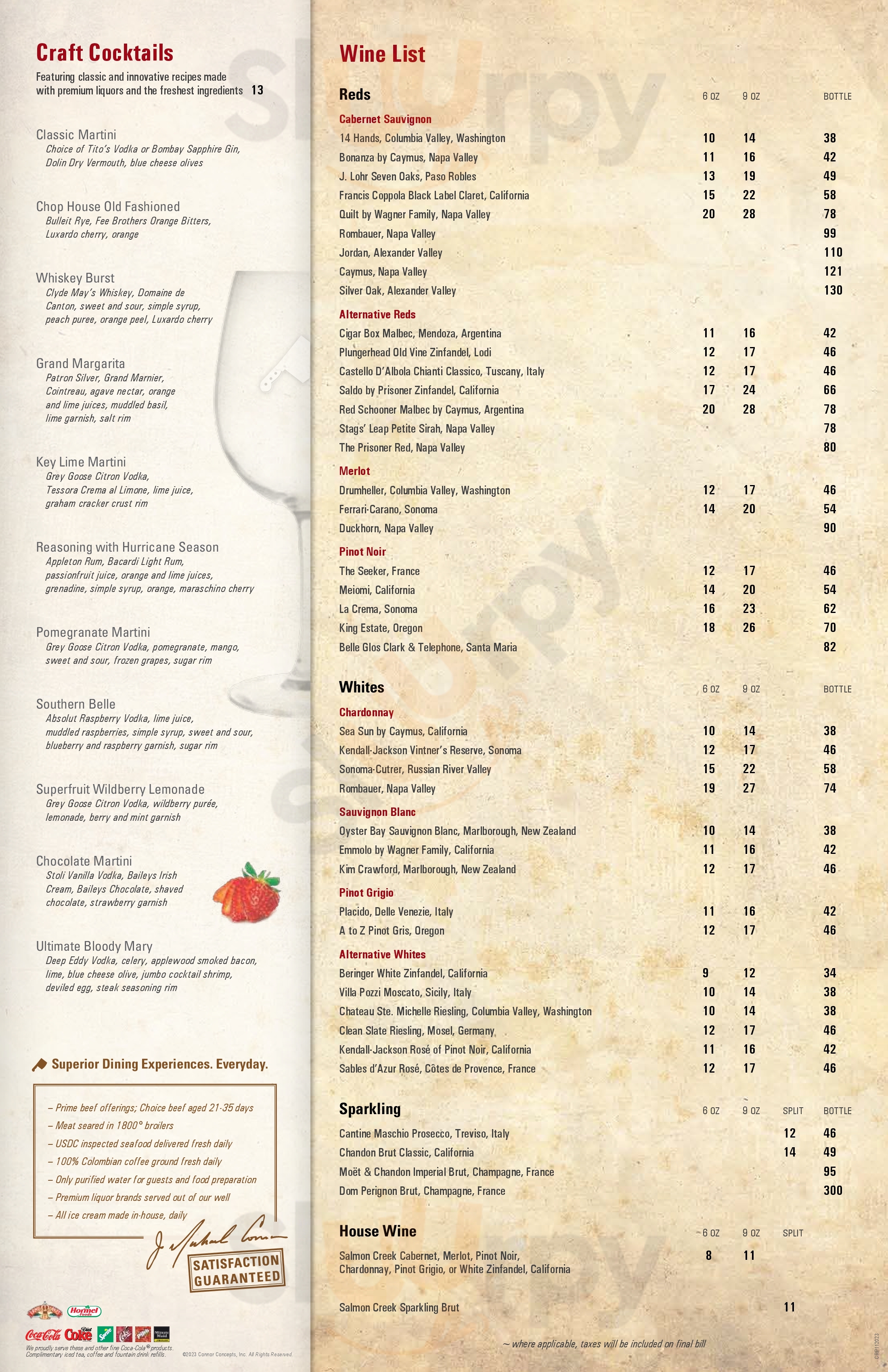 The Chop House Knoxville Menu - 1