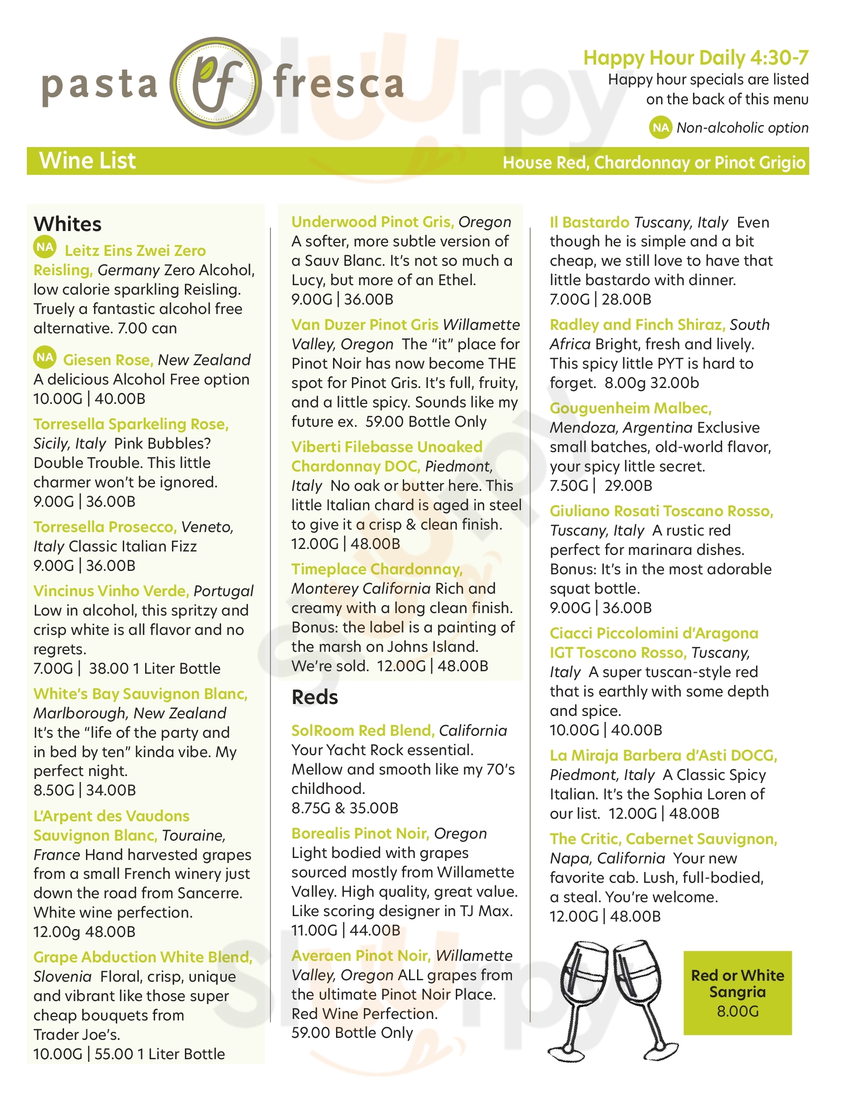 Main Menu - Pasta Fresca