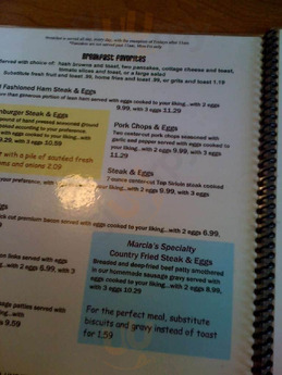 Marcia's Silver Spoon Cafe menu