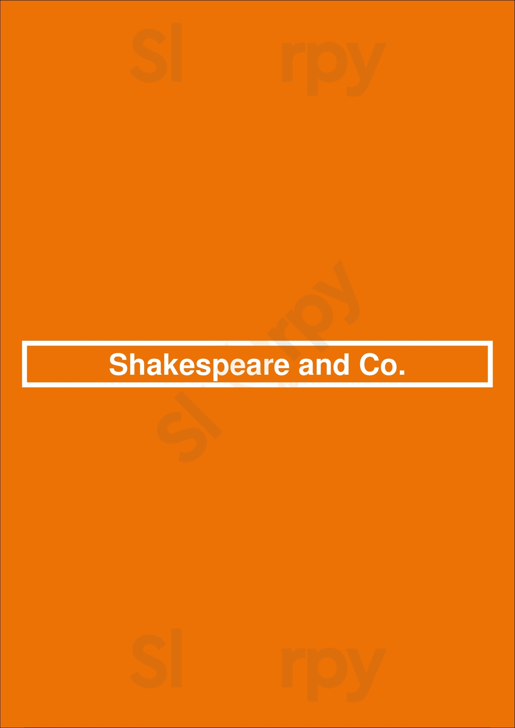 Shakespeare And Co. Lexington Menu - 1