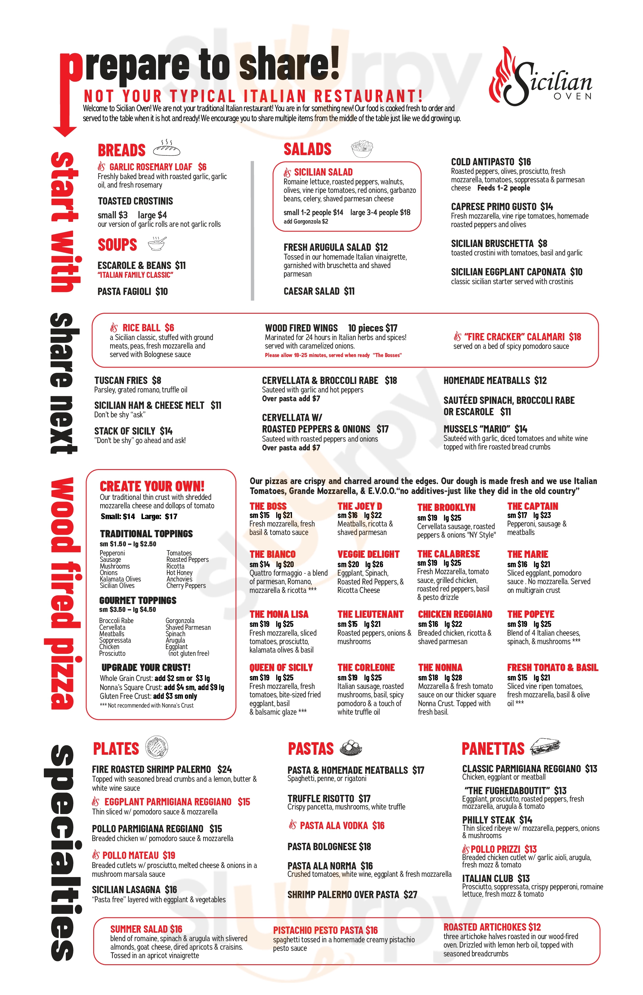 Main Menu - Sicilian Oven