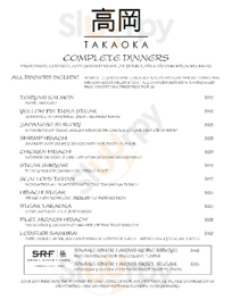 Takaoka Of Japan menu