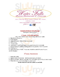 Waterfalls Restaurant menu