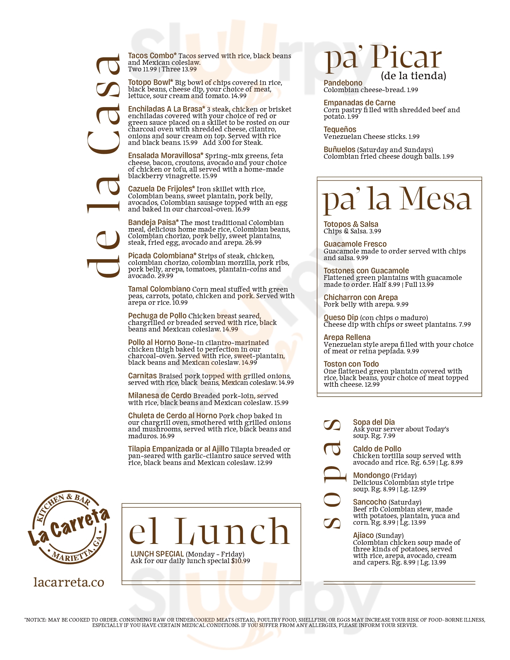 Main Menu - La Carreta Tienda Hispana & Taqueria