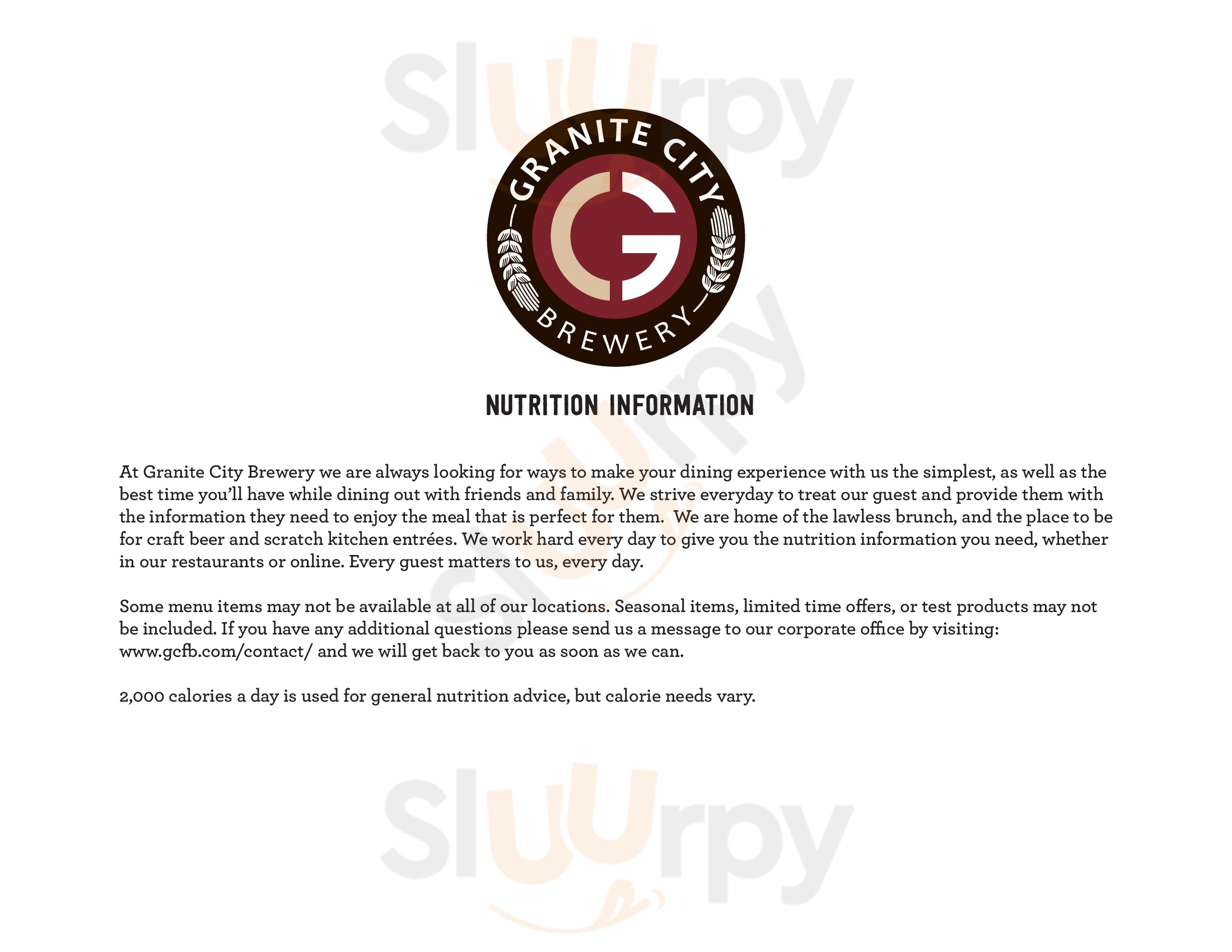Granite City Food & Brewery Detroit Menu - 1