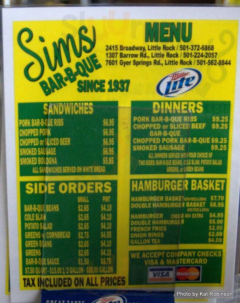 Sim's Bar-b-que Little Rock Menu - 1