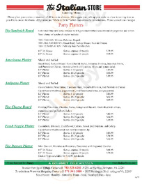 The Italian Store menu