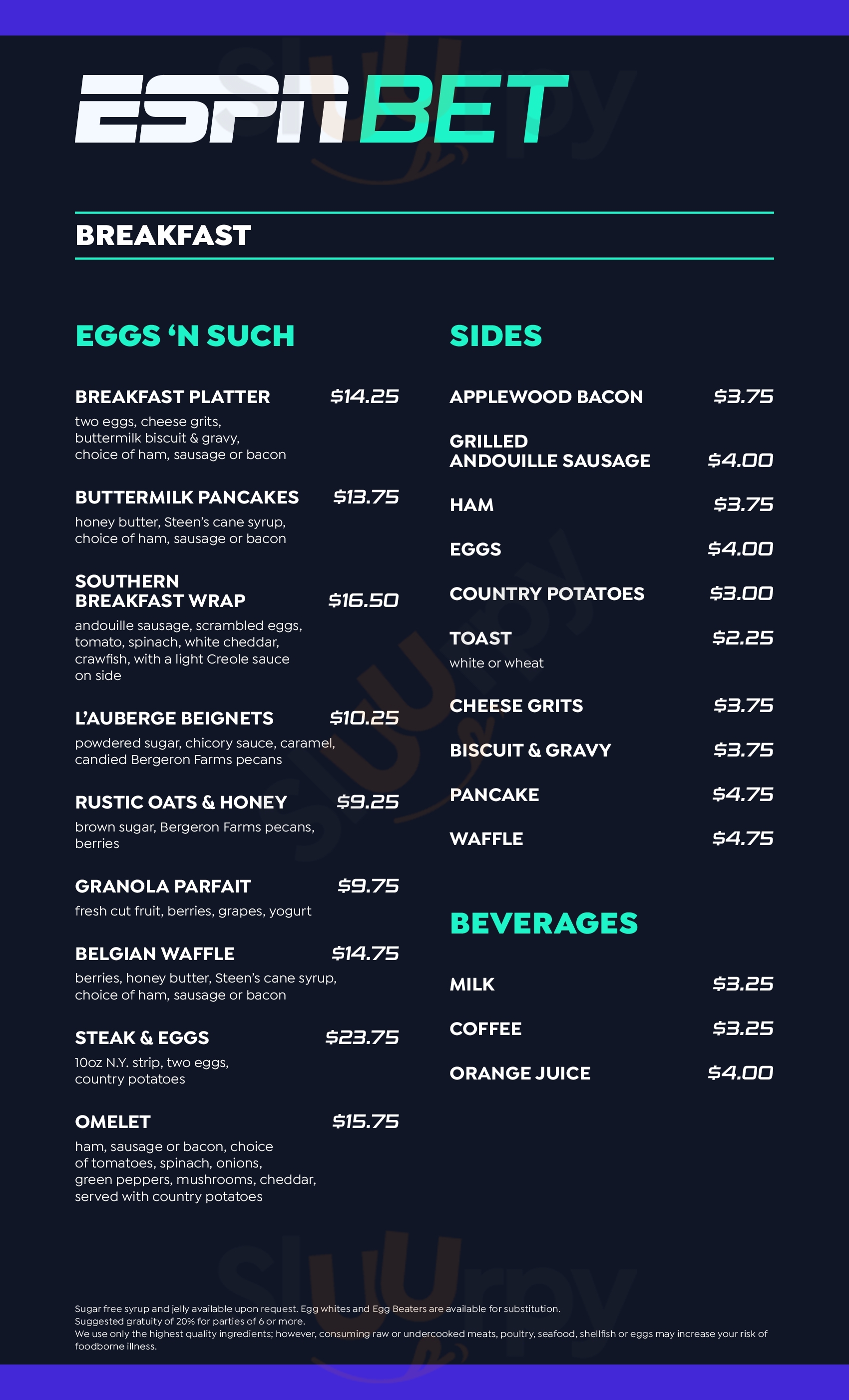 Main Menu - Bon Temps Buffet
