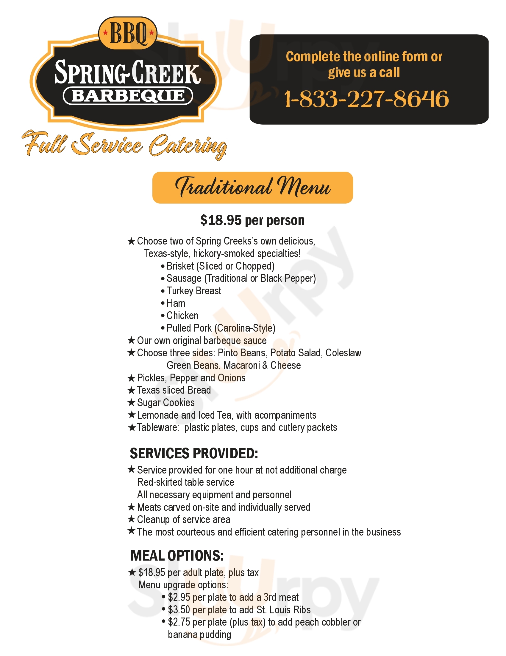 Main Menu - Spring Creek Barbeque