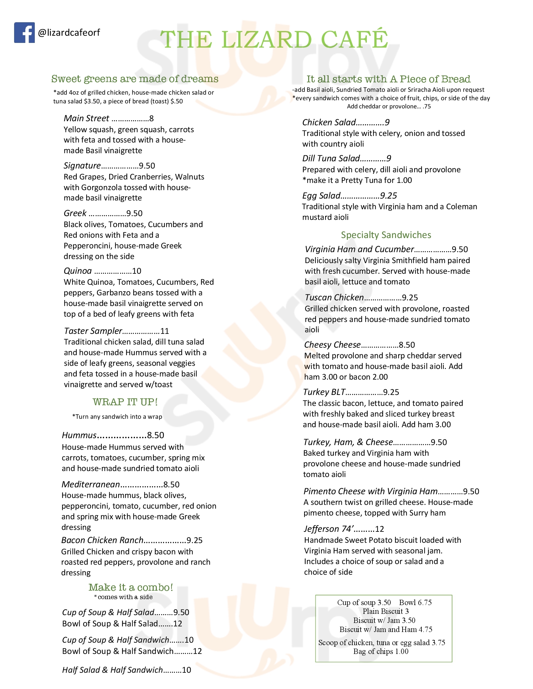 Main Menu - Lizard Cafe