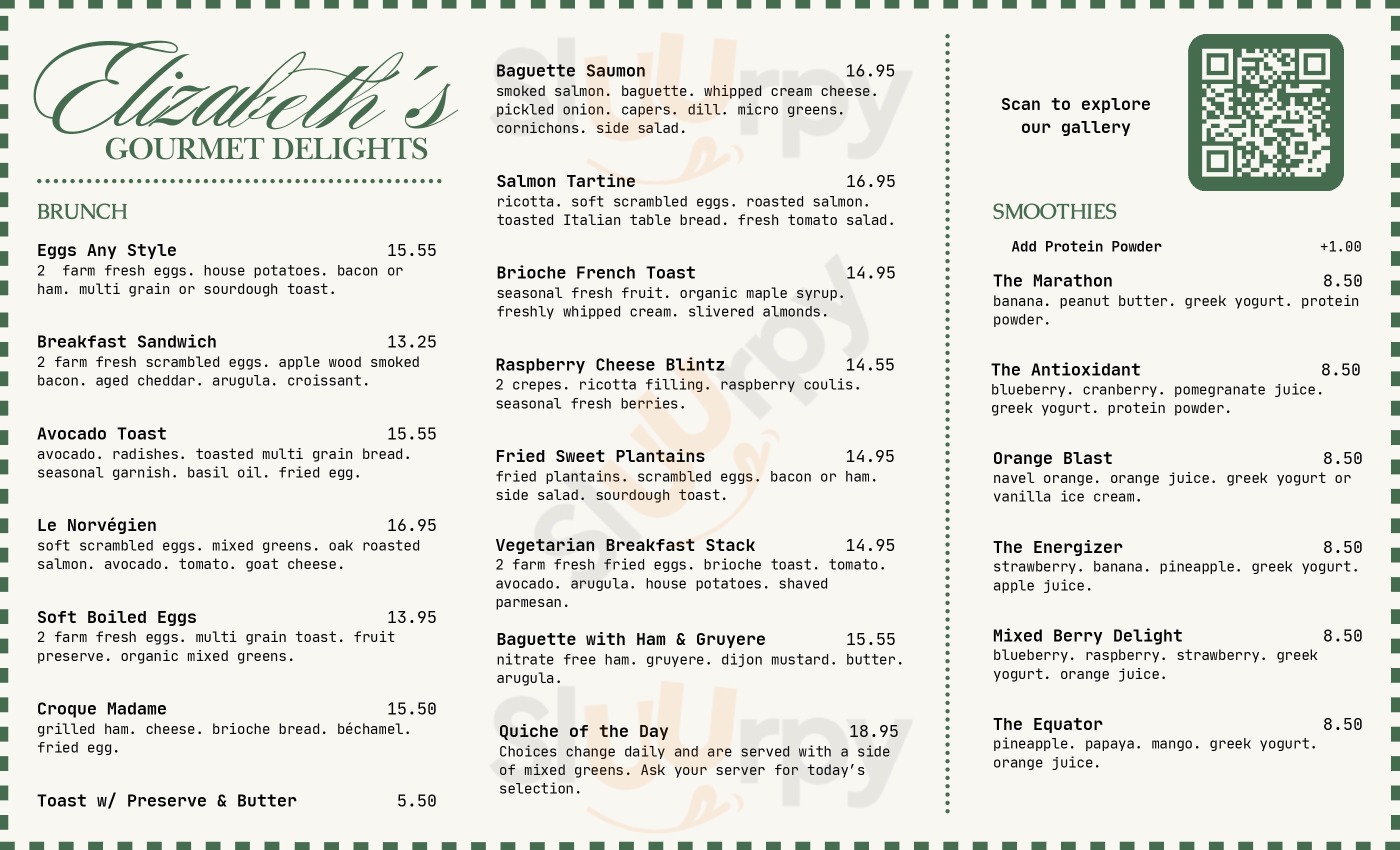 Main Menu - Elizabeth's Gourmet Delights
