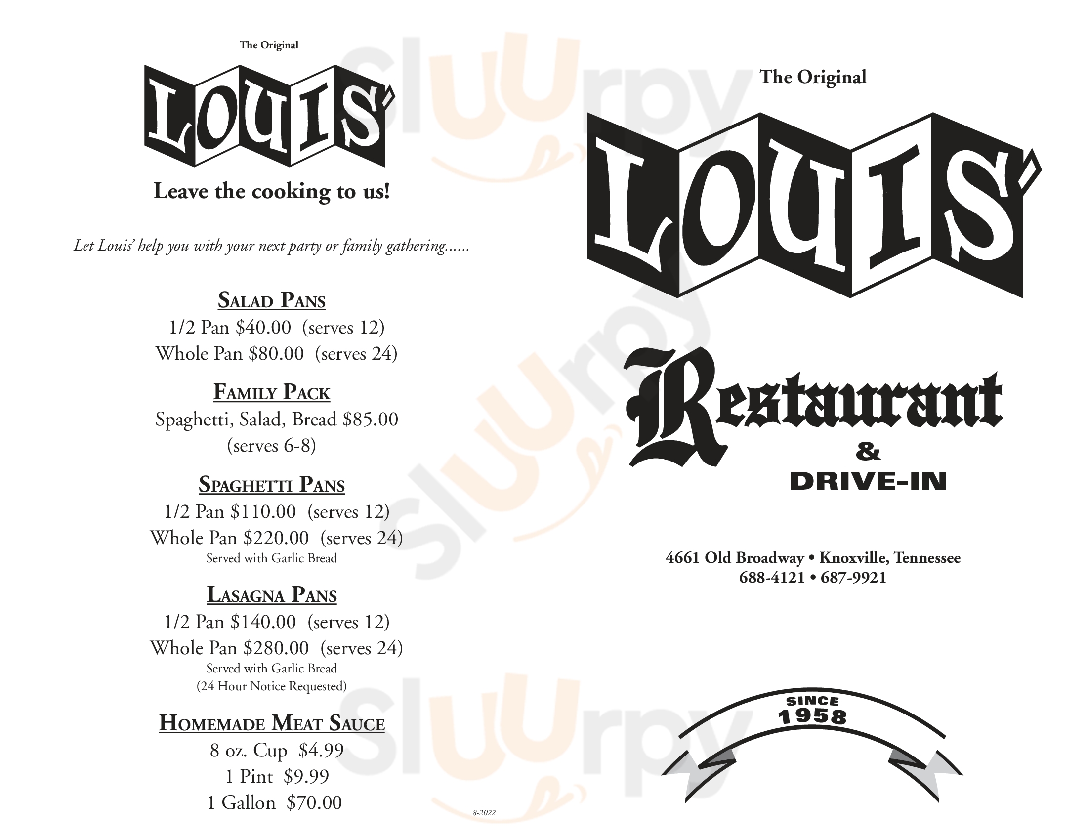 Main Menu - Louis Original Drive In Restaurant