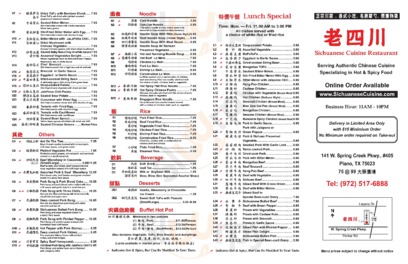 Sichuanese Cuisine, Plano