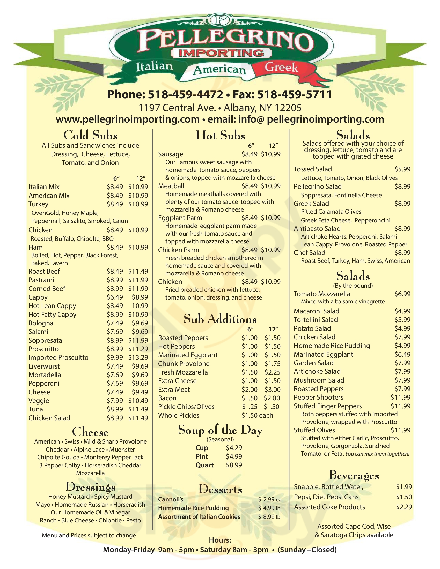 Main Menu - Pellegrino Importing