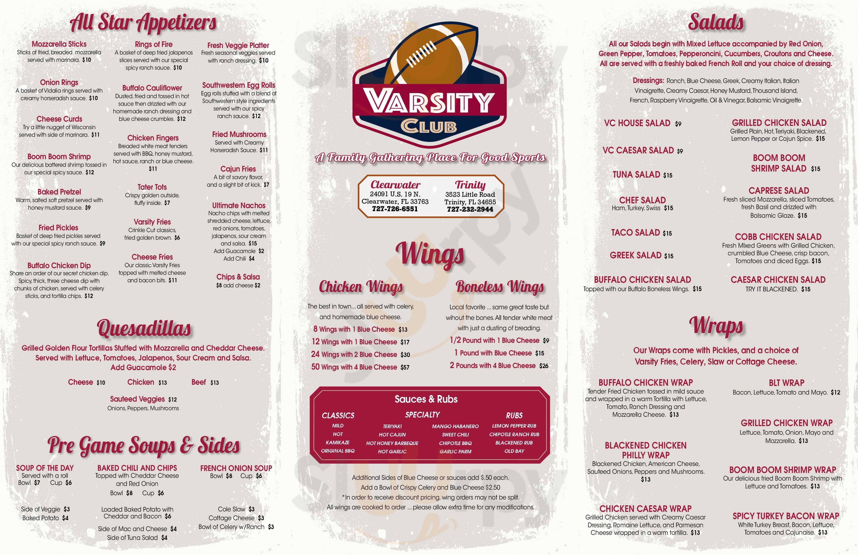 Varsity Club Sports Bar Clearwater Clearwater Menu - 1