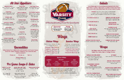 Varsity Club Sports Bar Clearwater menu