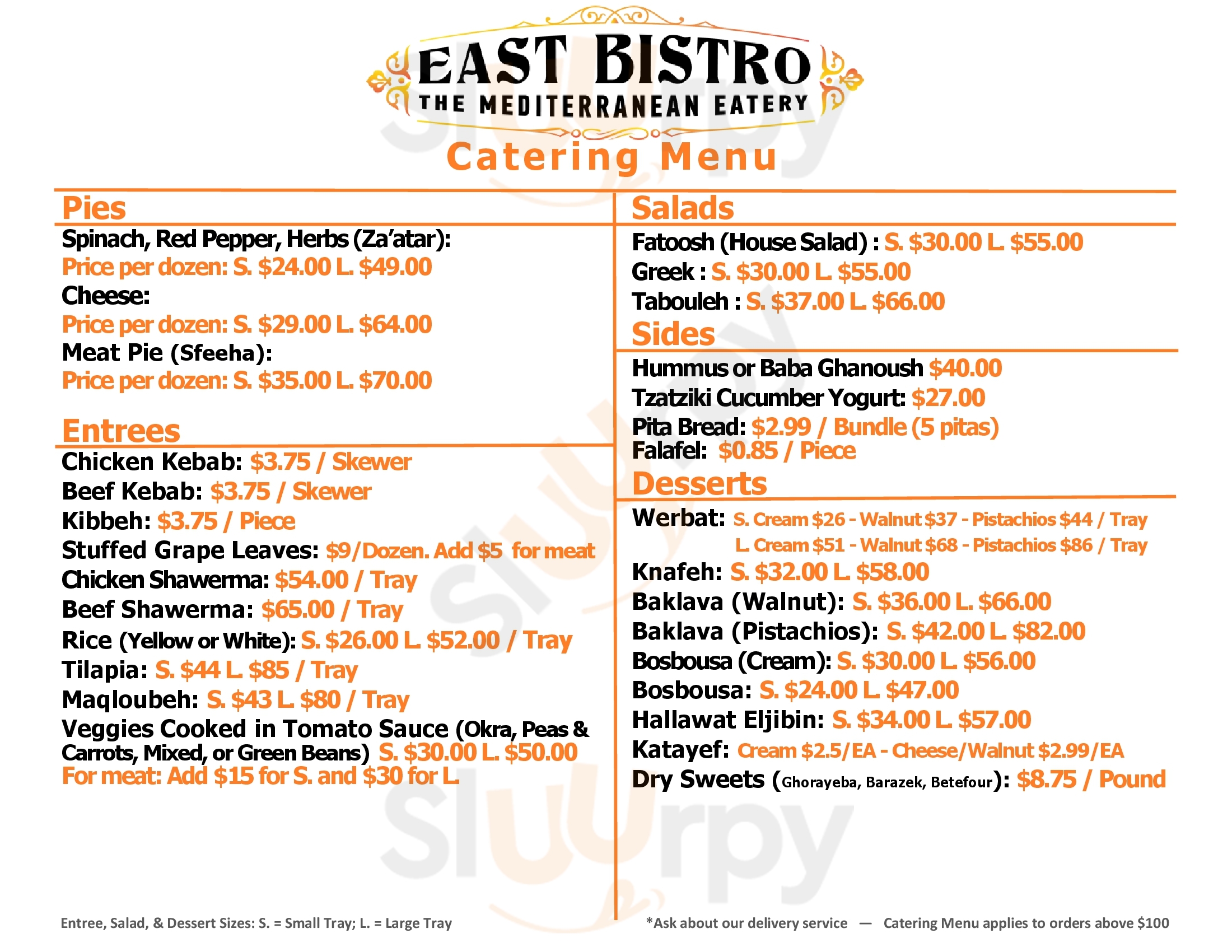 Main Menu - East Bistro