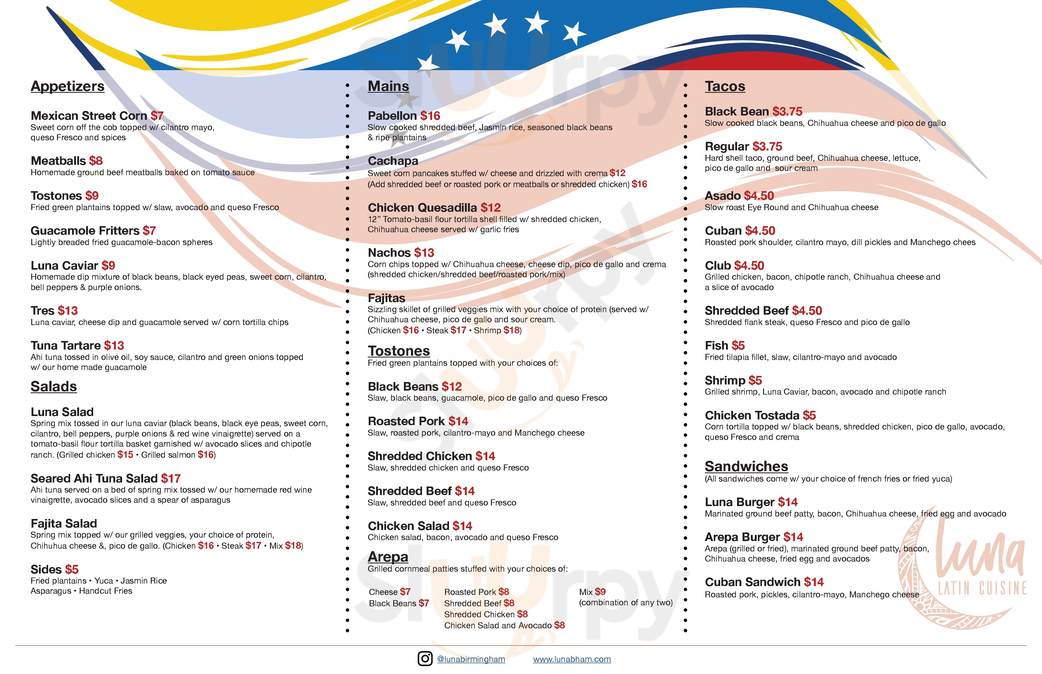 Main Menu - Luna Latin Cuisine