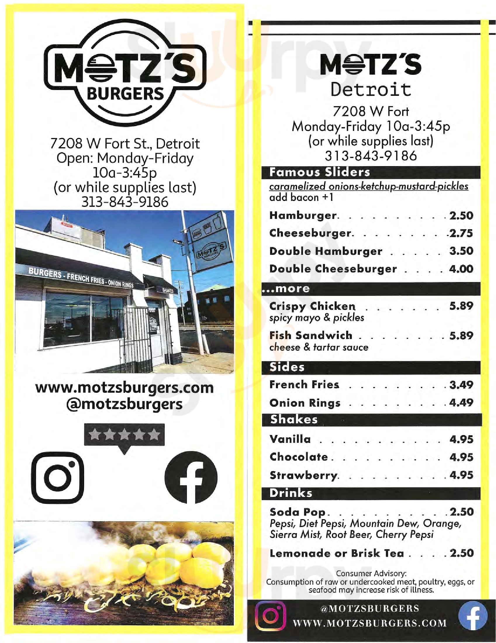 Motz's Burgers Detroit Menu - 1