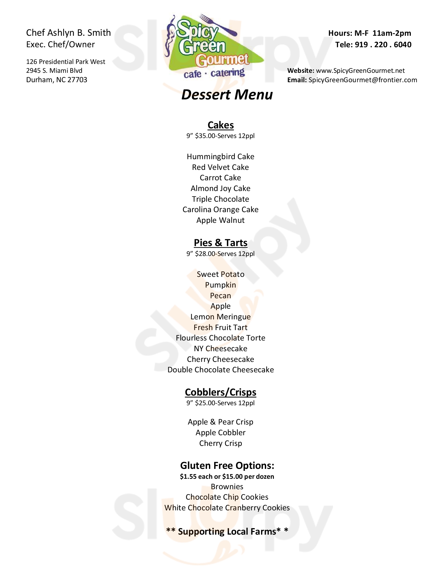 Main Menu - Spicy Green Gourmet Cafe & Catering