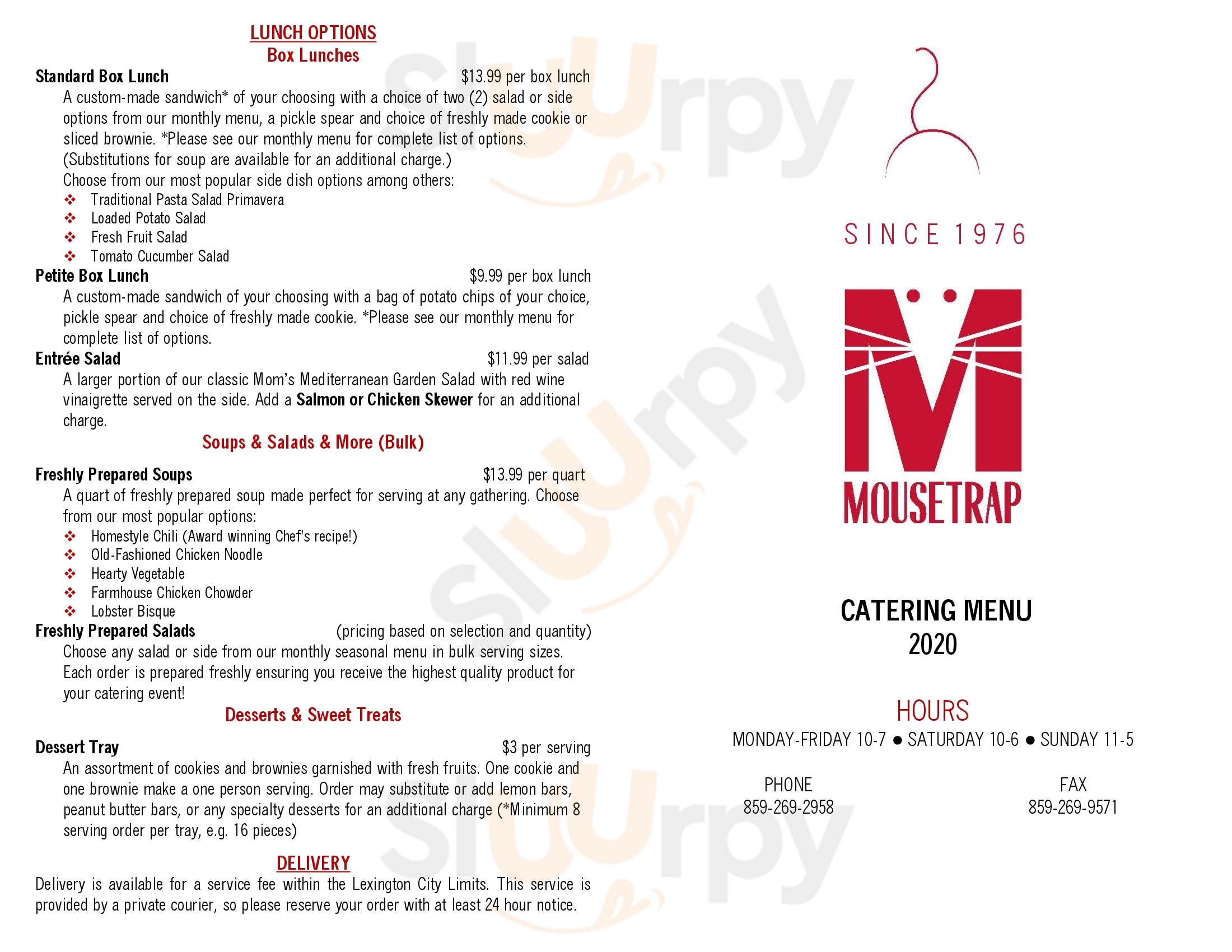 The Mousetrap Lexington Menu - 1