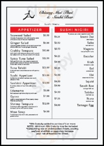 Chiang Mai Thai & Sushi Bar menu