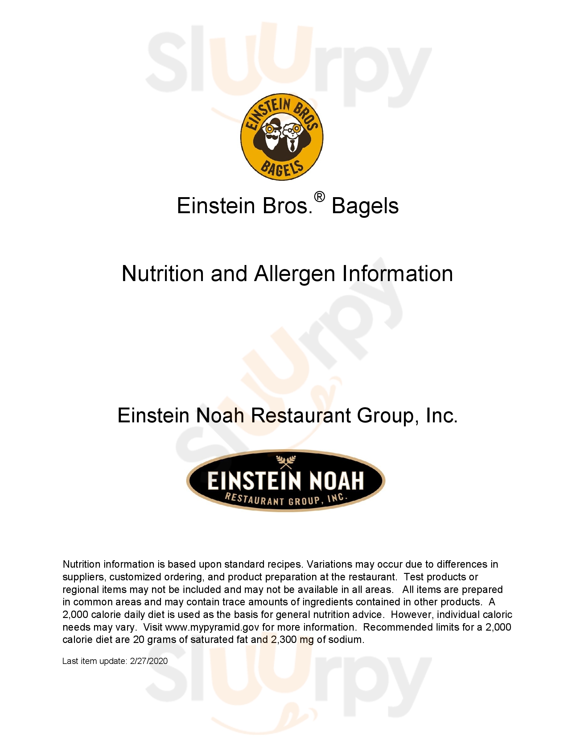 Main Menu - Einstein Bros Bagels