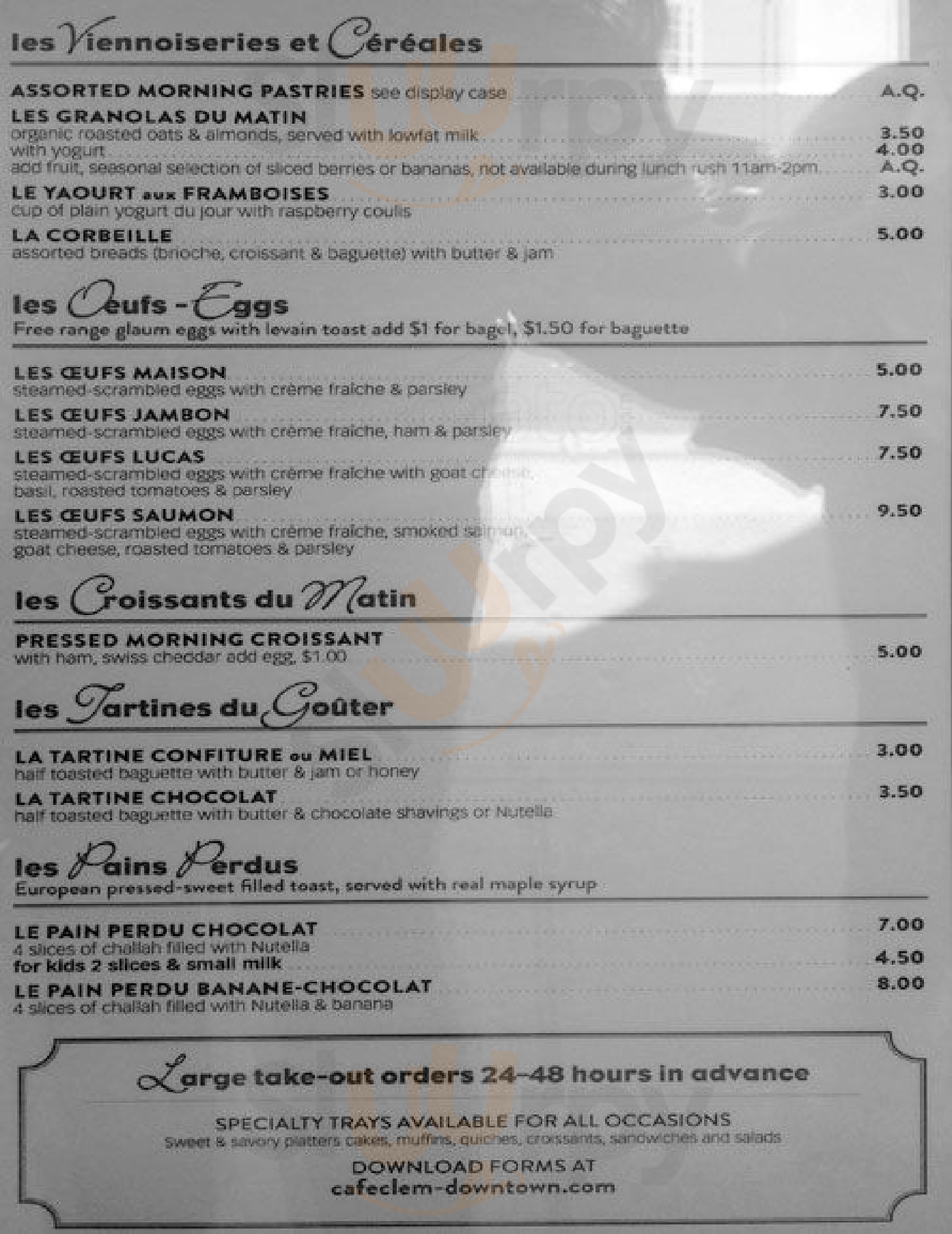 Main Menu - Cafe Clem