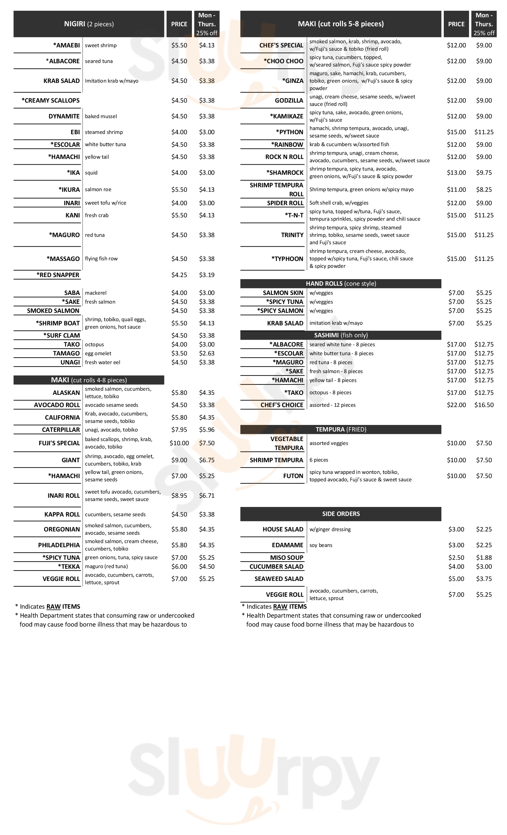 Fujigrill & Sushi Vancouver Menu - 1