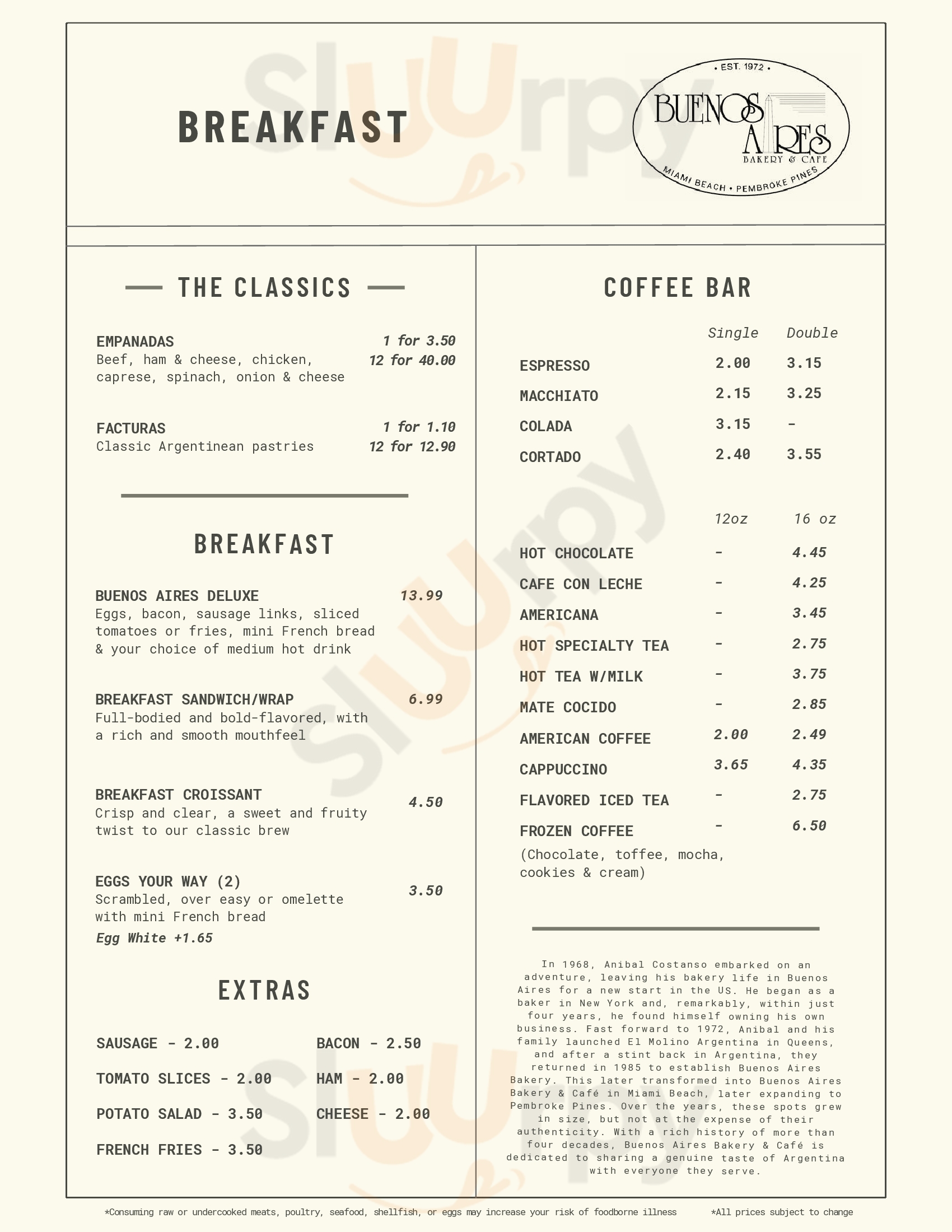 Buenos Aires Cafe Miami Beach Menu - 1