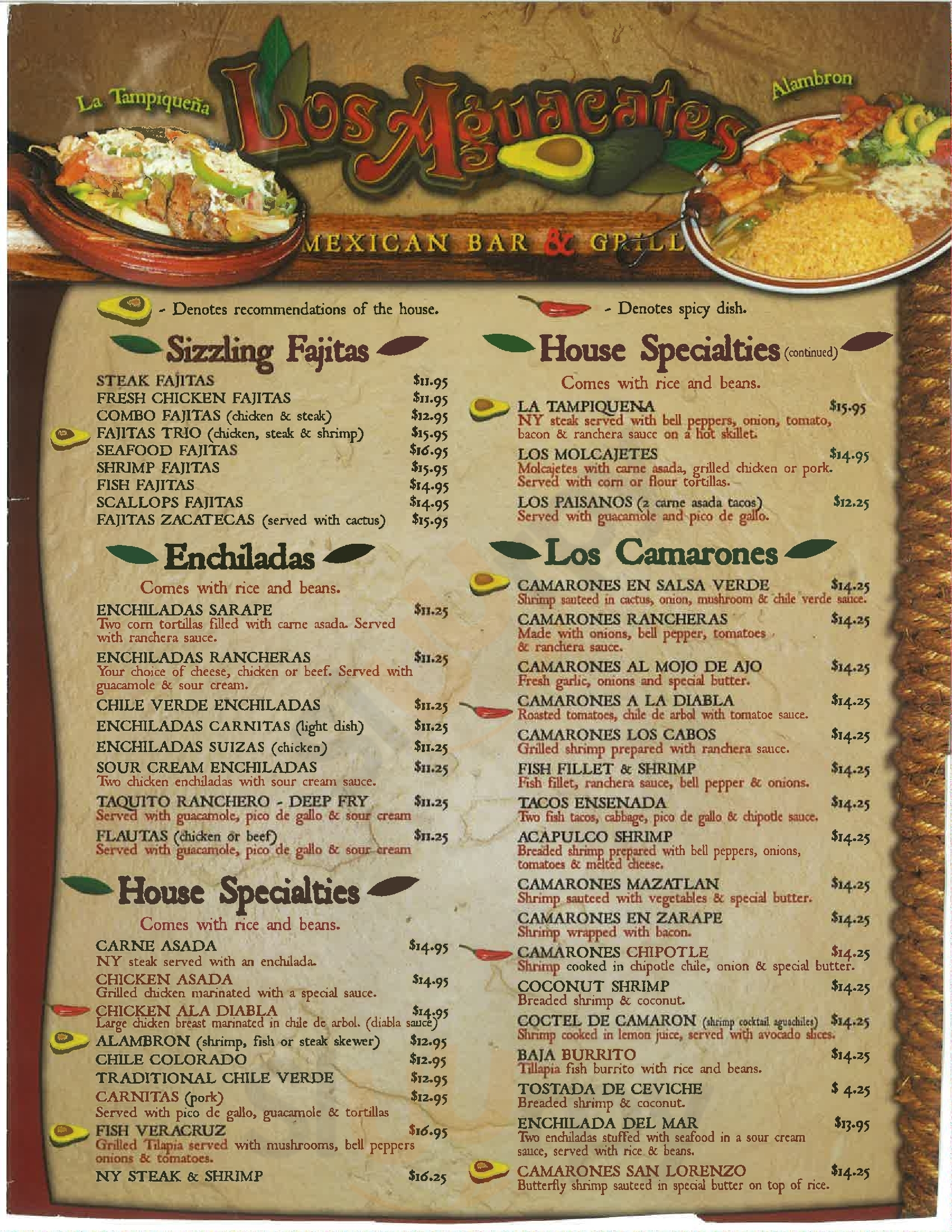 Main Menu - Los Aguacates Mexican Grill